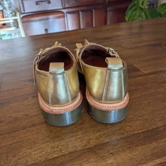 Dr Doc Martens Abril Mary Jane Loafer Tassel Kiltie Women's Size 8 Metallic Gold - Picture 4 of 7
